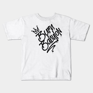 Burn Babylon Graffiti Tag Style Reggae Kids T-Shirt